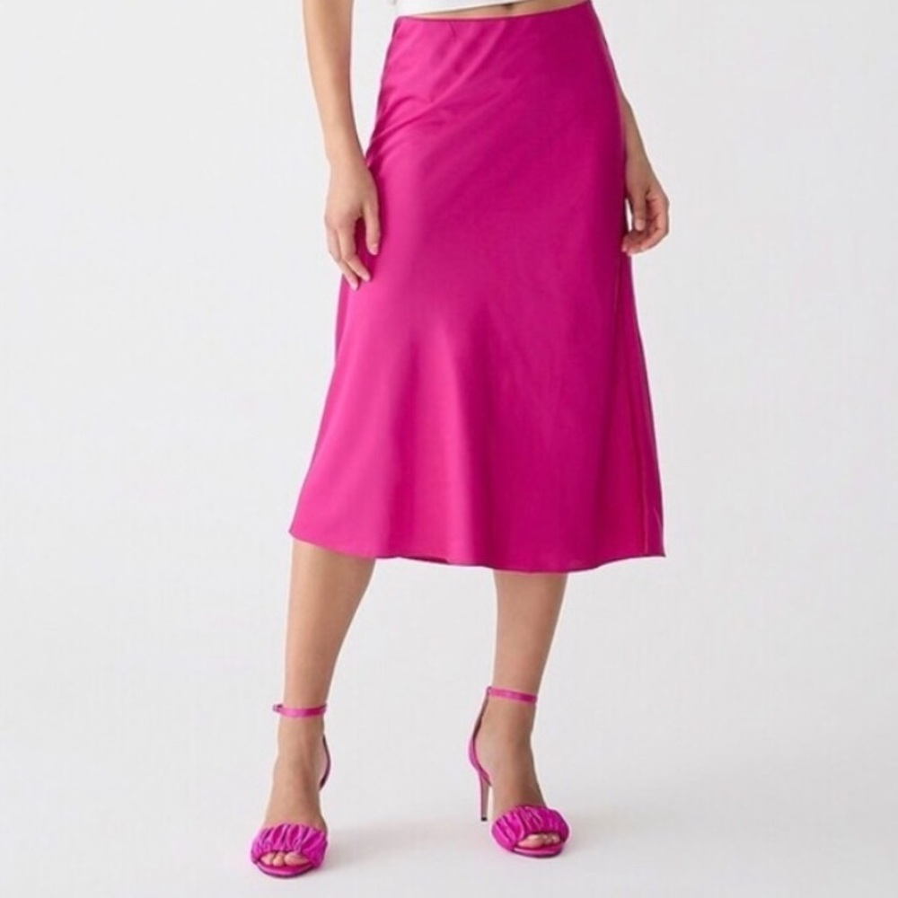 J. Crew Gwyneth Midi Slip Skirt Size Small in electric pink